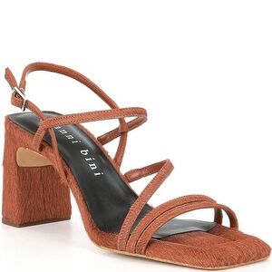 Gianni Bini Strappy Block Heel Sandals Haircalf – Size 8.5